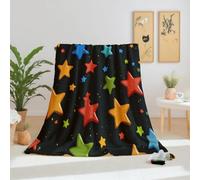 Dpvbffx Couverture Coloré Étoilé 130x150 cm, Petit Plaid Amusant Dessin Animé Mignon, Doux Légère Couverture Lit 1 Personne Jeté de Canapé Polaire pour Fille Garçon Adulte Enfant Ado