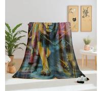 Dpvbffx Couverture Coloré Graffiti Lion 75x100 cm, Petit Plaid Animaux Sauvages Art Abstrait Moderne, Doux Légère Couverture Lit 1 Personne Jeté de Canapé Polaire pour Fille Garçon Adulte Enfant Ado