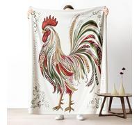 Dpvbffx Couverture Coloré Plume Coq Poulet 130x150 cm, Petit Plaid Motif Animaux Rural Ferme, Doux Légère Couverture Lit 1 Personne Jeté de Canapé Polaire pour Fille Garçon Adulte Enfant Ado