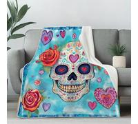 Dpvbffx Couverture Fleur Crâne de Sucre 100x160 cm, Petit Plaid Día de Los Muertos Mexicain, Doux Légère Couverture Lit 1 Personne Jeté de Canapé Polaire pour Fille Garçon Adulte Enfant Ado
