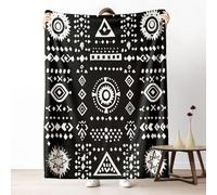 Dpvbffx Couverture Géométrique Tribal 130x150 cm, Petit Plaid Ethnique Traditionnel Sud-Ouest Antique, Doux Légère Couverture Lit 1 Personne Jeté de Canapé Polaire pour Fille Garçon Adulte Enfant Ado
