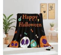 Dpvbffx Couverture Halloween Fantômes Citrouille 130x150 cm, Petit Plaid Mignon Dessin Animé Festival Décor, Doux Couverture Lit 1 Personne Jeté de Canapé Polaire pour Fille Garçon Adulte Enfant Ado