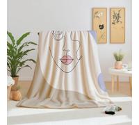 Dpvbffx Couverture Mid Century Esthétique 100x160 cm, Petit Plaid Minimaliste Moderne Portrait Abstrait, Doux Couverture Lit 1 Personne Jeté de Canapé Polaire pour Fille Garçon Adulte Enfant Ado