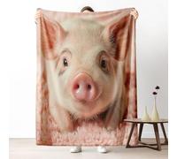 Dpvbffx Couverture Mignon Cochon 130x150 cm, Petit Plaid Motif Animaux de la Ferme, Doux Légère Couverture Lit 1 Personne Jeté de Canapé Polaire pour Fille Garçon Adulte Enfant Ado