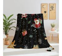 Dpvbffx Couverture Mignon Père Noël 75x100 cm, Petit Plaid Hiver Flocon de Neige Renne Dessin Animé, Doux Légère Couverture Lit 1 Personne Jeté de Canapé Polaire pour Fille Garçon Adulte Enfant Ado