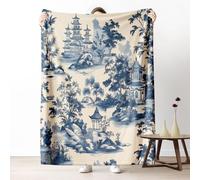 Dpvbffx Couverture Peinture Paysage à l'encre 75x100 cm, Petit Plaid Style Chinois Traditionnel, Doux Légère Couverture Lit 1 Personne Jeté de Canapé Polaire pour Fille Garçon Adulte Enfant Ado