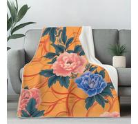 Dpvbffx Couverture Pivoine 75x100 cm, Petit Plaid Motif Floral Style Chinois Vintage, Doux Légère Couverture Lit 1 Personne Jeté de Canapé Polaire pour Fille Garçon Adulte Enfant Ado