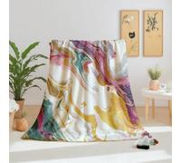 Dpvbffx Couverture Polaire 220x260 cm Art Fluid Abstrait Coloré Plaid Effet Marbre Multicolore, Plaid Canape Grande Taille Couverture Lit 2 Personnes Chaud et Doux pour Automne Hiver