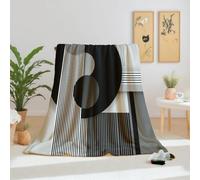 Dpvbffx Couverture Polaire Motif Géométrique Abstrait, Rayures Cercle Noir Blanc Minimaliste Plaid Polaire 75x100 cm, Petit Plaid Chaud et Doux, Couverture Automne Hiver pour Enfant Adulte Lit Canapé