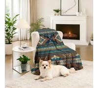 Dpvbffx Couverture Tribal Navajo Tribal 100x160 cm, Petit Plaid Aztèque Sud-Ouest Ethnique Vintage, Doux Légère Couverture Lit 1 Personne Jeté de Canapé Polaire pour Fille Garçon Adulte Enfant Ado