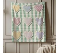 Dpvbffx Couverture Vert À Carreaux 75x100 cm, Petit Plaid Amour Coeur Coloré Esthétique, Doux Légère Couverture Lit 1 Personne Jeté de Canapé Polaire pour Fille Garçon Adulte Enfant Ado