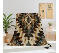 Dpvbffx Couverture Vintage Géométrique Tribal 100x160cm, Petit Plaid Navajo Aztèque Sud-Ouest Ethnique, Doux Légère Couverture Lit 1 Personne Jeté de Canapé Polaire pour Fille Garçon Adulte Enfant Ado