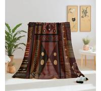Dpvbffx Jete de Canape Africain Traditionnel 220x260, Couverture Tribal Ethnique Géométrique Vintage Boho 2 Personnes, Plaid Polaire Grande Taille, Couverture Lit Chaude pour Pique Nique Camping