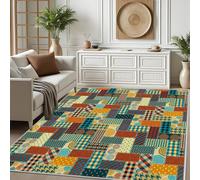 Dpvbffx Patchwork À Carreaux Boho Tapis d'entrée Intérieur 50x80 cm Antidérapant, Vichy Géométrique Mandala à Pois Tapis Poil Ras Lavable Doux, Paillasson, Moquette pour Chambre Salon Cuisine Bureau