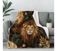Dpvbffx Plaid Animaux Sauvages 200x200, Couverture Lion Faune Jungle Tropical 2 Personnes, Jete de Canape Grande Taille, Couverture Lit Chaude Légère pour Pique Nique Camping Voyager