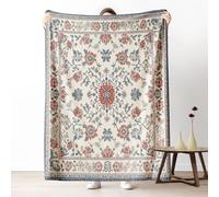 Dpvbffx Plaid Antique Bohème Fleur, Couverture 2 Personnes, Jeté de Canapé Ethnique Vintage, Plaid Polaire 180x200 cm, Couverture Chaude Doux Légère pour Printemps Été Automne Hive