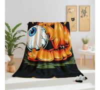 Dpvbffx Plaid Citrouille Halloween, Couverture 2 Personnes, Jeté de Canapé Dessin Animé Spooky Festival Décor, Plaid Polaire 180x200 cm, Couverture Chaude Doux Légère pour Printemps Été Automne Hive