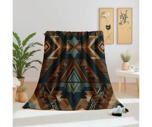 Dpvbffx Plaid Géométrique Aztèque Navajo Chaud et Doux, Tribal Ethnique Sud-Ouest Traditionnel Couverture Polaire 150x200cm, Plaid Enfant Adulte, Flanelle Couverture Lit 2 Personnes pour Automne Hiver