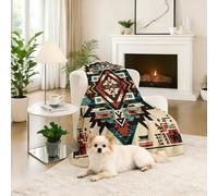 Dpvbffx Plaid Géométrique Tribal, Couverture 2 Personnes, Jeté de Canapé Aztèque Sud-Ouest Ethnique Vintage, Plaid Polaire 180x200 cm, Couverture Chaude Doux Légère pour Printemps Été Automne Hive
