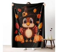 Dpvbffx Plaid Lit Animal de Dessin Animé 2 Personnes, Jeté de Canapé Citrouille Feuilles Automne, Couverture Polaire 150x220 cm, Couverture Chaude Doux Légère pour Printemps Été Automne Hive