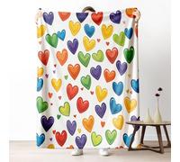 Dpvbffx Plaid Lit Arc-en-Ciel Amour Coeur, Plaid 2 Personnes, Jeté de Canapé Kawaii Dessin Animé, Couverture Polaire 150x200 cm, Couverture Chaude Doux Légère pour Printemps Été Automne Hive