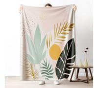 Dpvbffx Plaid Lit Boho Tropical Botanique, Plaid 2 Personnes, Jeté de Canapé Mid Century Minimaliste Moderne, Couverture Polaire 150x200 cm, Couverture Chaude Doux pour Printemps Été Automne Hive