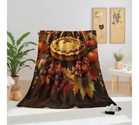 Dpvbffx Plaid Lit Citrouille Feuille d'érable 2 Personnes, Jeté de Canapé Thanksgiving Automne, Couverture Polaire 150x220 cm, Couverture en Flanelle Chaude Doux Légère pour Printemps Été Automne Hive