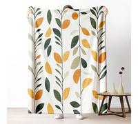Dpvbffx Plaid Lit Motif Botanique, Plaid 2 Personnes, Jeté de Canapé Feuilles Plante Cottagecore, Couverture Polaire 150x200 cm, Couverture Chaude Doux Légère pour Printemps Été Automne Hive