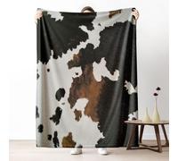 Dpvbffx Plaid Lit Motif Cuir de Vache 2 Personnes, Jeté de Canapé Motif Animalier Ferme Western Rustique, Couverture Polaire 150x220 cm, Couverture Chaude Doux Légère pour Printemps Été Automne Hive