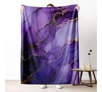 Dpvbffx Plaid Lit Motif Marbre Violet, Plaid 2 Personnes, Jeté de Canapé Moderne Luxe Aquarelle Abstrait, Couverture Polaire 150x200 cm, Couverture Chaude Doux Légère pour Printemps Été Automne Hive
