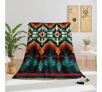 Dpvbffx Plaid Lit Multicolore Géométrique 2 Personnes, Jeté de Canapé Navajo Sud-Ouest Ethnique Vintage, Couverture Polaire 150x220 cm, Couverture Chaude Doux pour Printemps Été Automne Hive