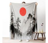 Dpvbffx Plaid Lit Peinture à l'encre, Plaid 2 Personnes, Jeté de Canapé Style Chinois Vintage Artistique Asiatique, Couverture Polaire 150x200cm, Couverture Chaude Doux pour Printemps Été Automne Hive