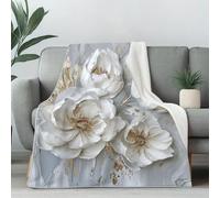 Dpvbffx Plaid Lit Pivoine 2 Personnes, Jeté de Canapé Fleur Peinture à l'huile Art Abstrait, Couverture Polaire 150x220 cm, Couverture en Flanelle Chaude Doux Légère pour Printemps Été Automne Hive
