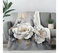 Dpvbffx Plaid Lit Pivoine, Plaid 2 Personnes, Jeté de Canapé Imprimé Floral Élégant Moderne, Couverture Polaire 150x200 cm, Couverture Chaude Doux Légère pour Printemps Été Automne Hive