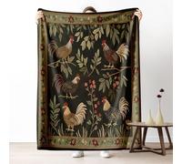 Dpvbffx Plaid Lit Poule Coq, Plaid 2 Personnes, Jeté de Canapé Animaux de la Ferme Rustique, Couverture Polaire 150x200 cm, Couverture Chaude Doux Légère pour Printemps Été Automne Hive