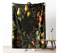 Dpvbffx Plaid Lit Raisin Poire 2 Personnes, Jeté de Canapé Fruit Plante Rustique Ferme, Couverture Polaire 150x220 cm, Couverture en Flanelle Chaude Doux Légère pour Printemps Été Automne Hive