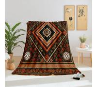 Dpvbffx Plaid Lit Vintage Bohème Géométrique, Plaid 2 Personnes, Jeté de Canapé Indien Traditionnel Ethnique Tribal, Couverture Polaire 150x200 cm, Couverture Chaude pour Printemps Été Automne Hive