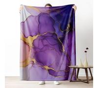 Dpvbffx Plaid Lit Violet Marbre 2 Personnes, Jeté de Canapé Aquarelle Abstrait Moderne Luxe, Couverture Polaire 150x220 cm, Couverture en Flanelle Chaude Doux Légère pour Printemps Été Automne Hive