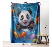 Dpvbffx Plaid Mignon Panda, Couverture 2 Personnes, Jeté de Canapé Motif Animaux de Dessin Animé, Plaid Polaire 180x200 cm, Couverture Chaude Doux Légère pour Printemps Été Automne Hive