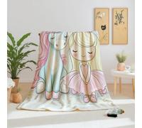 Dpvbffx Plaid Mignon Princesse Cheval, Couverture 2 Personnes, Jeté de Canapé Conte de Fées Dessin Animé, Plaid Polaire 180x200 cm, Couverture Chaude Doux Légère pour Printemps Été Automne Hive