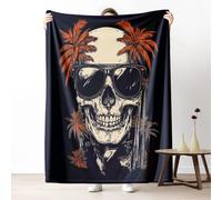 Dpvbffx Plaid Motif Tête de Mort, Couverture 2 Personnes, Jeté de Canapé Crâne Hip Hop Punk Vintage, Plaid Polaire 180x200 cm, Couverture Chaude Doux Légère pour Printemps Été Automne Hive