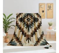 Dpvbffx Plaid Motif Tribal Navajo 200x200, Couverture Géométrique Aztèque Sud-Ouest Antique 2 Personnes, Jete de Canape Grande Taille, Couverture Lit Chaude Légère pour Pique Nique Camping Voyager