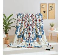 Dpvbffx Plaid Oriental Mandala, Couverture 2 Personnes, Jeté de Canapé Vintage Traditionnel Style Ethnique, Plaid Polaire 180x200 cm, Couverture Chaude Doux Légère pour Printemps Été Automne Hive