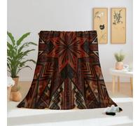 Dpvbffx Plaid Polaire Bohème Ethnique Tribal 220x240, Couverture Art Géométrique Vintage Abstraite 2 Personnes, Jete de Canape Grande Taille, Couverture Lit Chaude Légère pour Pique Nique Camping