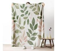 Dpvbffx Plaid Polaire Motif Botanique 220x240, Couverture Feuilles Plante Style Maison de Campagne 2 Personnes, Jete de Canape Grande Taille, Couverture Lit Chaude Légère pour Pique Nique Camping