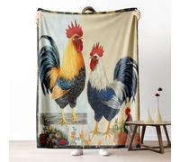 Dpvbffx Plaid Poulet Coq, Couverture 2 Personnes, Jeté de Canapé Motif Animaux de la Ferme Rustique, Plaid Polaire 180x200 cm, Couverture Chaude Doux Légère pour Printemps Été Automne Hive