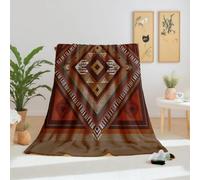 Dpvbffx Plaid Traditionnel Sud-Ouest Chaud et Doux, Aztèque Native Tribal Ethnique Couverture Polaire 150x200 cm, Plaid Enfant Adulte, Flanelle Couverture Lit 2 Personnes pour Automne Hiver