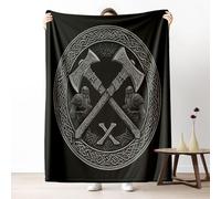Dpvbffx Plaid Viking Mythe Totem, Couverture 2 Personnes, Jeté de Canapé Guerrier Viking Nordique Hache, Plaid Polaire 180x200 cm, Couverture Chaude Doux Légère pour Printemps Été Automne Hive