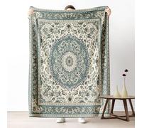 Dpvbffx Plaid Vintage Bohème 200x200, Couverture Floral Mandala Ethnique Traditionnel 2 Personnes, Jete de Canape Grande Taille, Couverture Lit Chaude Légère pour Pique Nique Camping Voyager