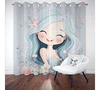 Dpvbffx Rideau Mignon Fille Floral Plantes Occultants Thermique Anti Froid, Rideau Anti Bruit, Charmant Enfant Kawaii Décoration Rideaux Opaque, pour Chambre, Salon, Lot de 2 à Oeillets 70X145 cm